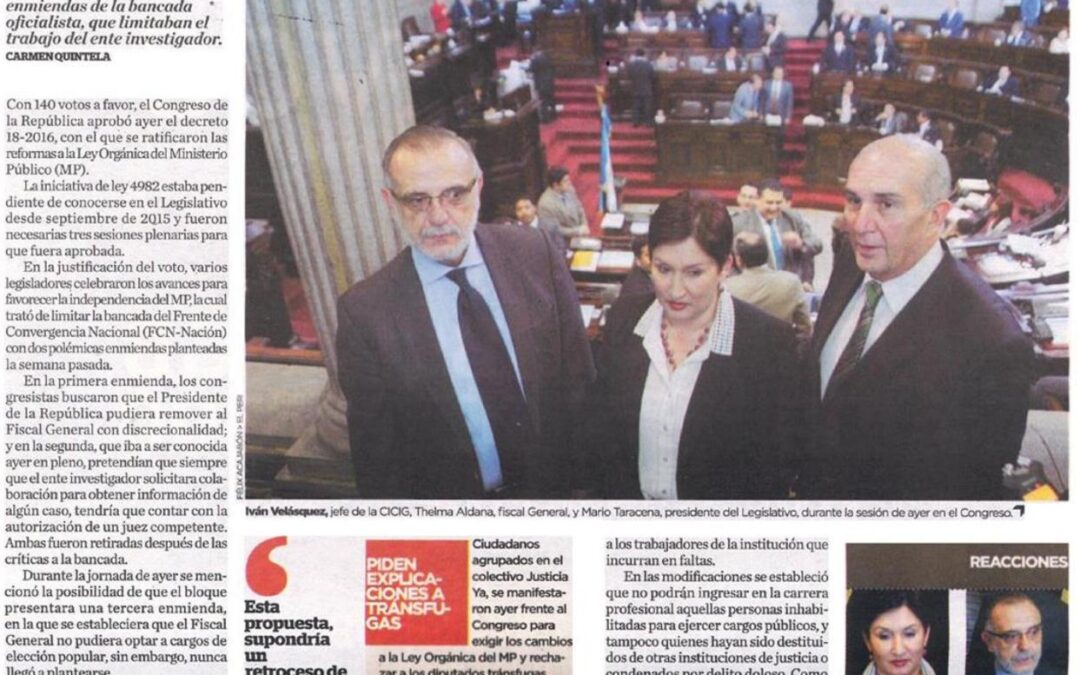 Reforma a la Ley del Ministerio Público: entre el control democrático y el riesgo de captura del nuevo Fiscal General